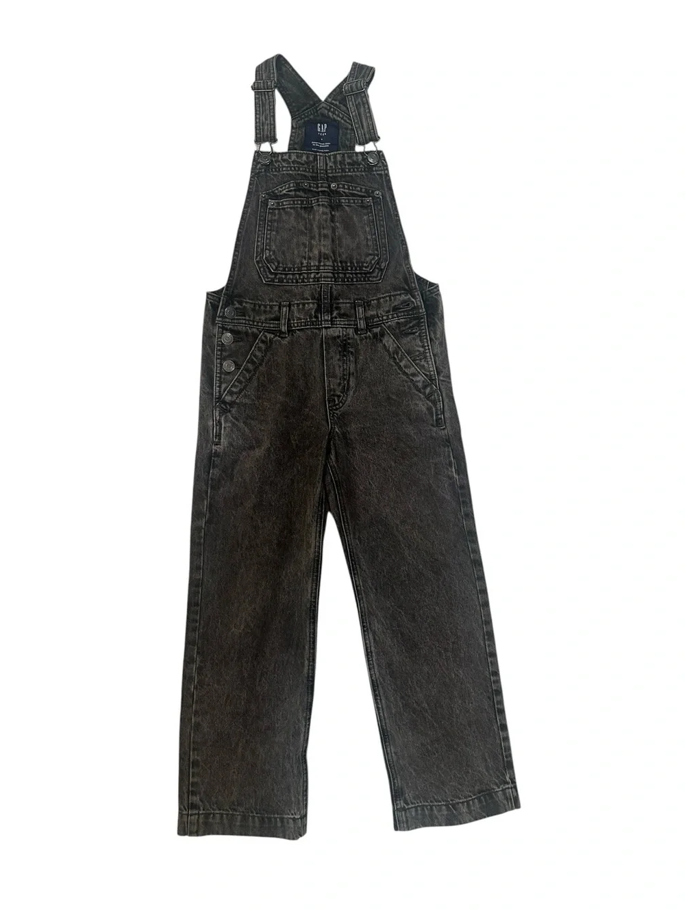 gap teen washed black denim overalls